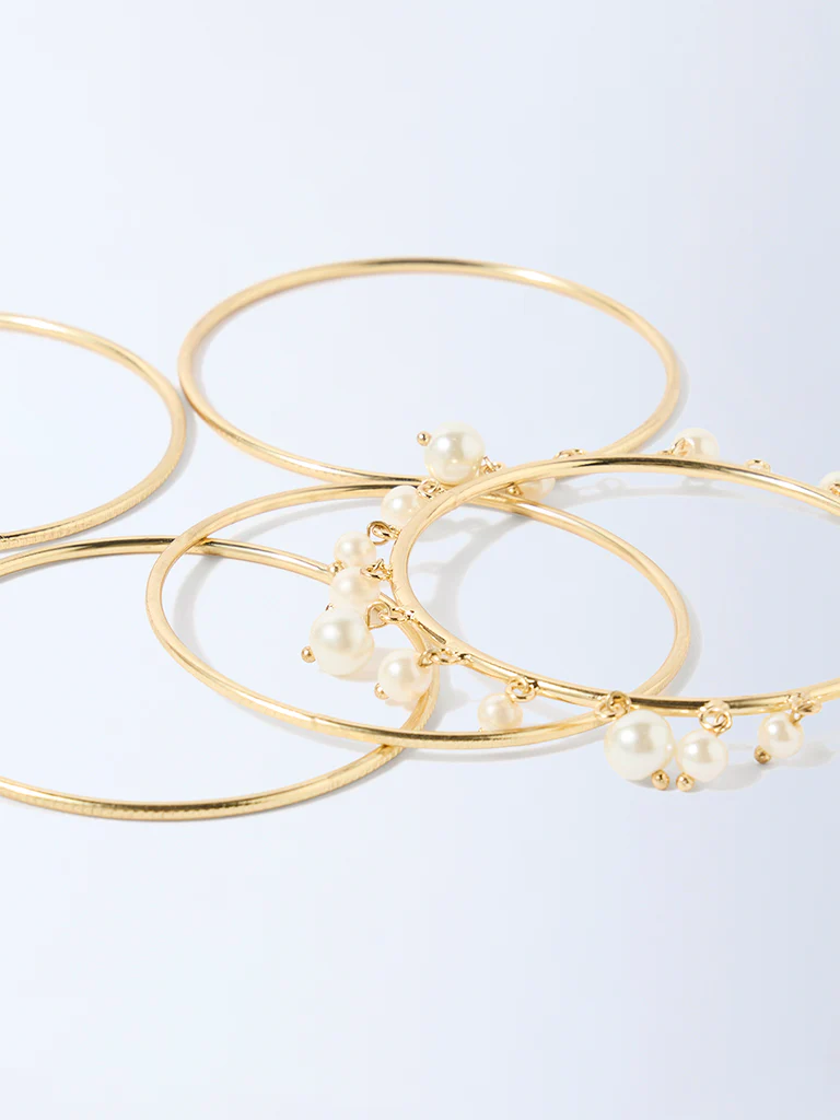 Westside Accessories Gold Pearlescent Bangles Set - Pack of 5 - Image 3