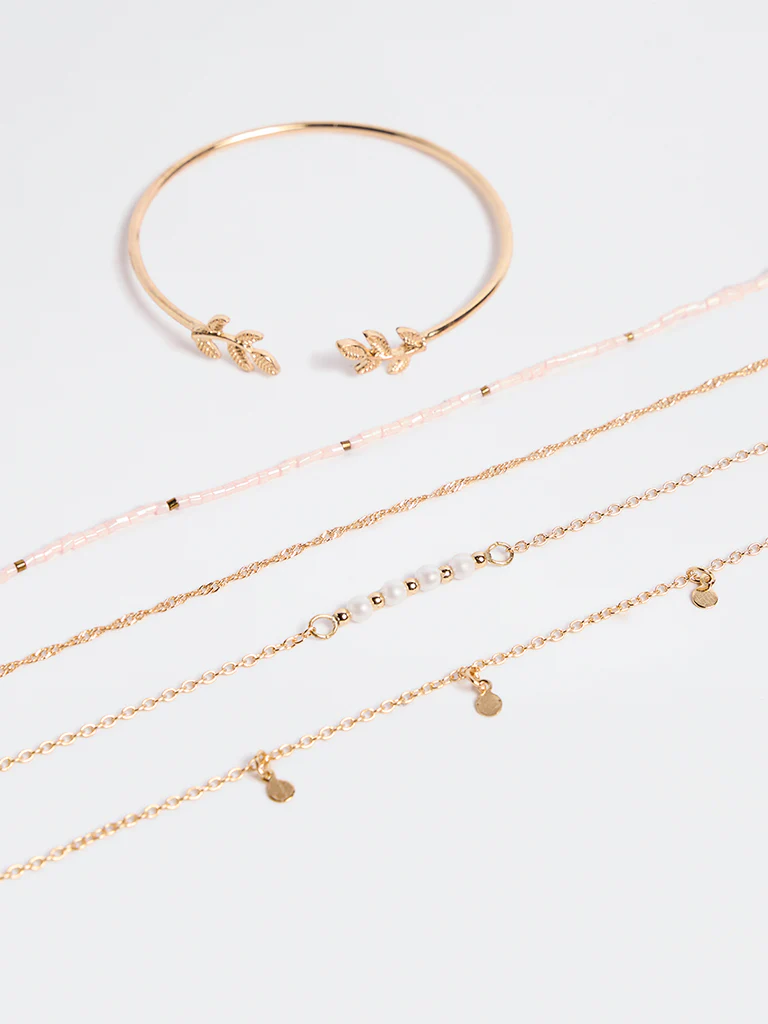 Westside Accessories Gold Pearlescent Bracelets - Pack of 5 - Image 3