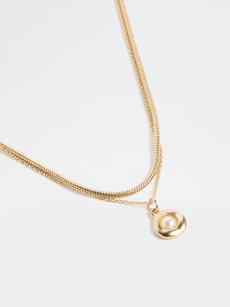 Westside Accessories Gold Pearlescent Pendant Necklace - Image 3