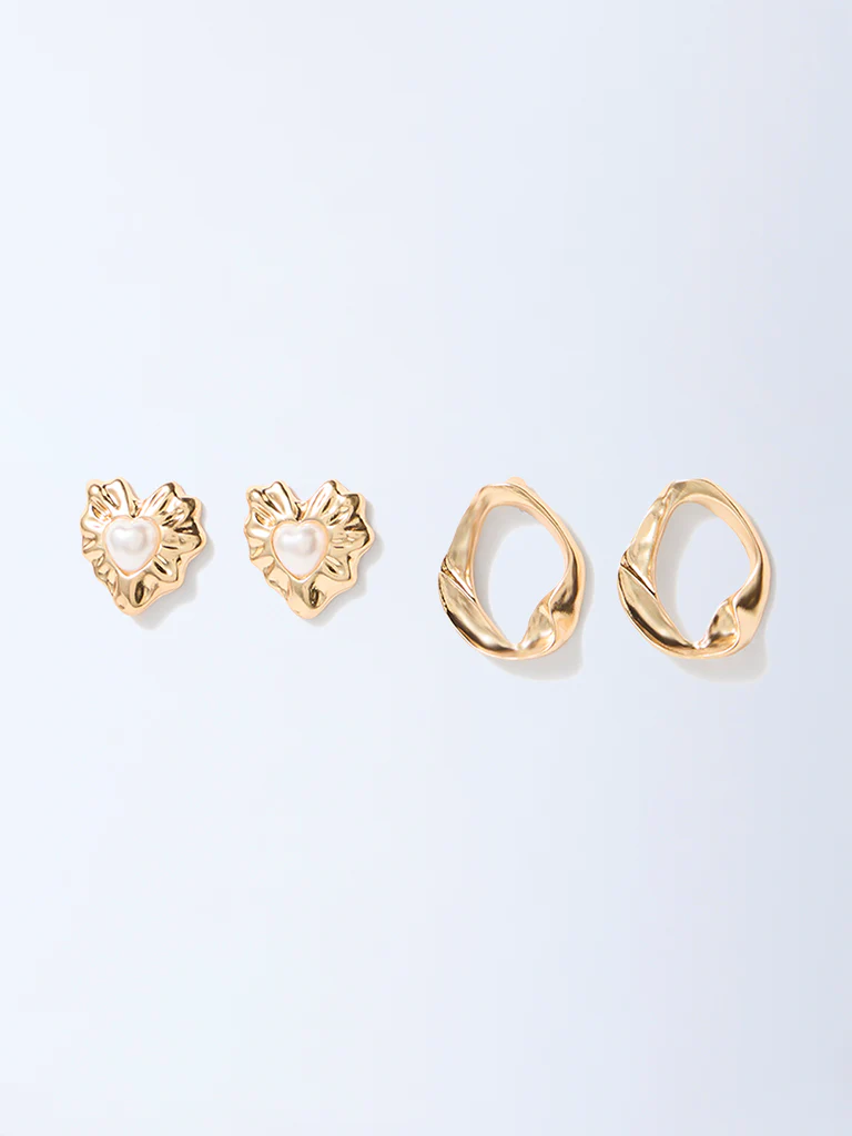 Westside Accessories Gold Pearlescent Stud Earrings - Pack of 2