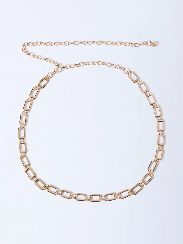 Westside Accessories Gold Rectangular Ring Belt