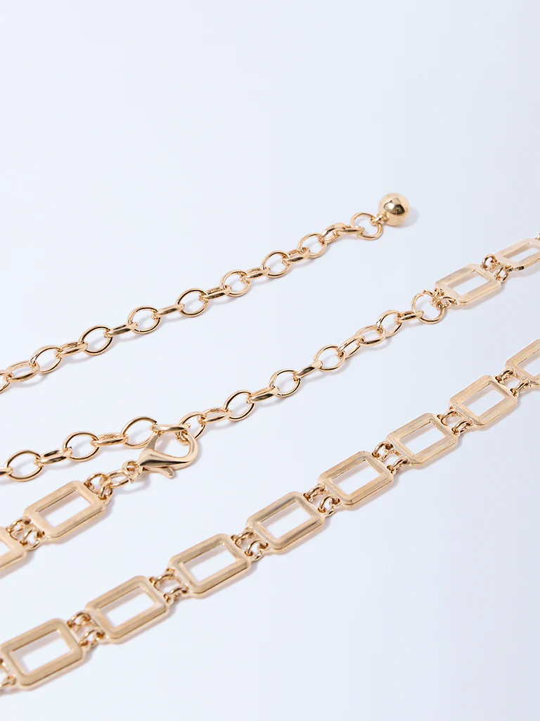 Westside Accessories Gold Rectangular Ring Belt - Image 2