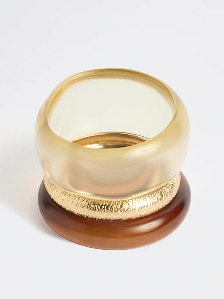 Westside Accessories Gold Resin and Metal Bangles - Pack of 3 - Image 2