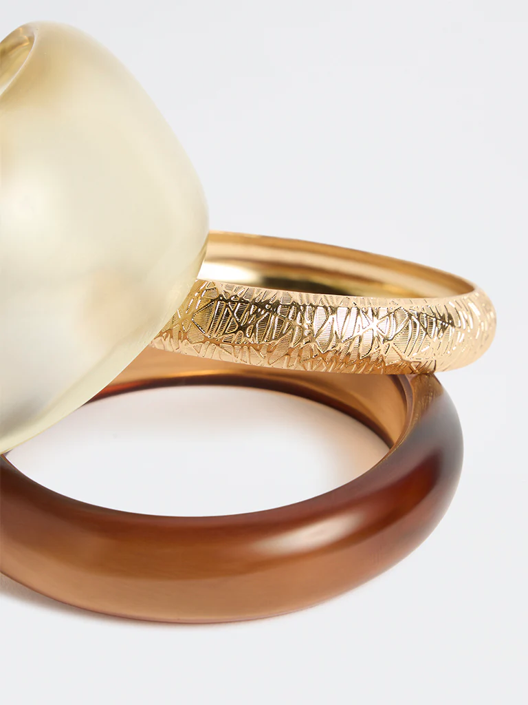 Westside Accessories Gold Resin and Metal Bangles - Pack of 3 - Image 3