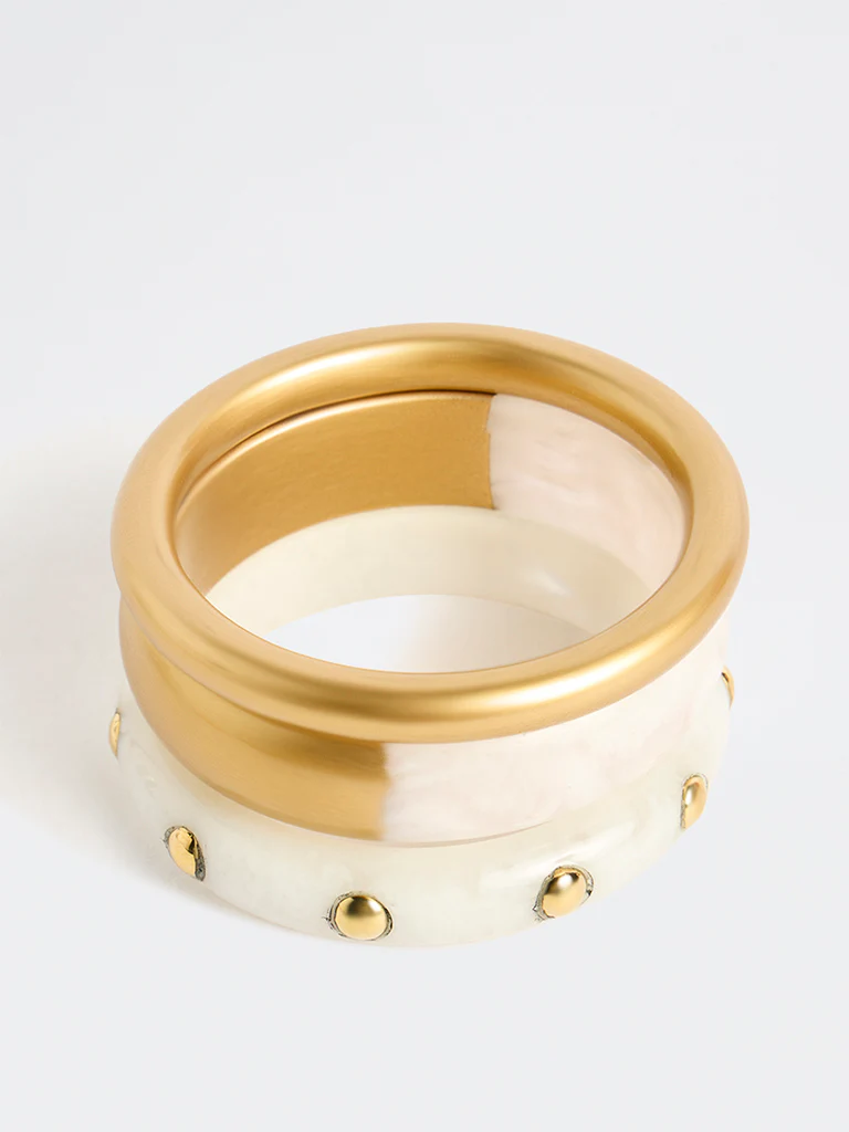 Westside Accessories Gold Resin and Metal Bangles - Set of 3 - Image 2