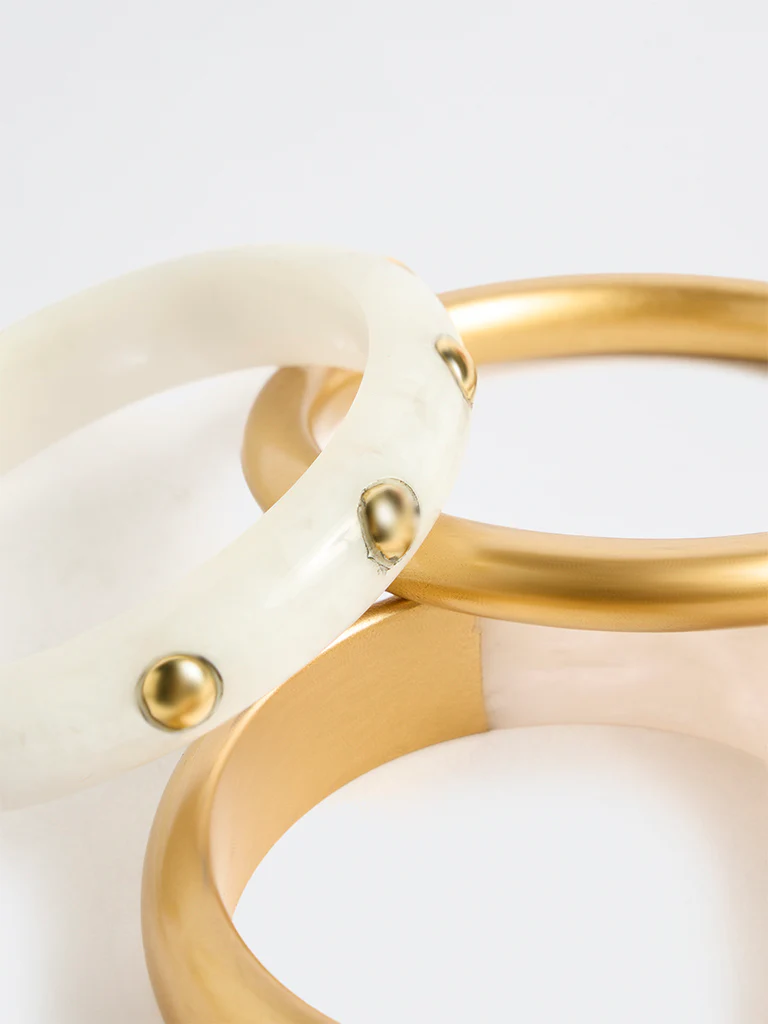 Westside Accessories Gold Resin and Metal Bangles - Set of 3 - Image 3