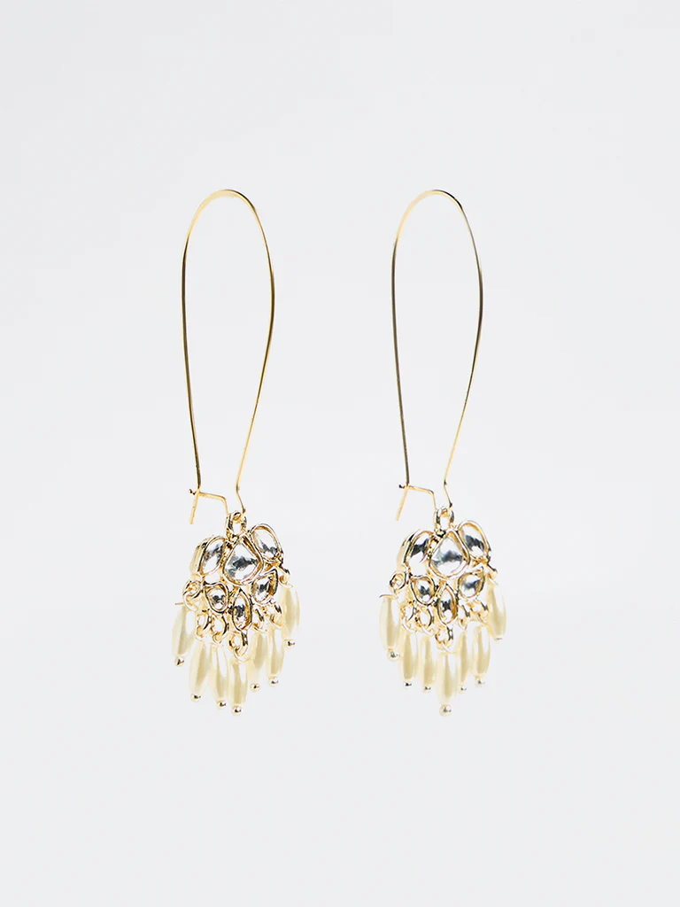 Westside Accessories Gold Rice Pearl Fishhook Earrings - Image 2