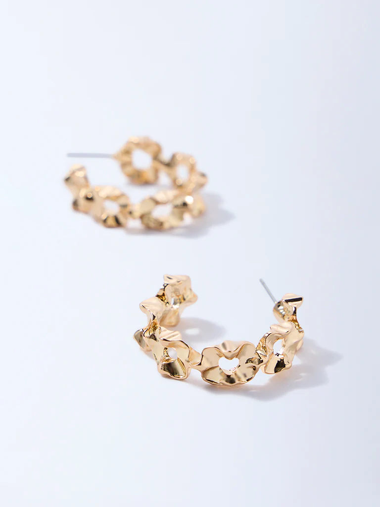 Westside Accessories Gold Sculpted Hoop Earrings - Image 3