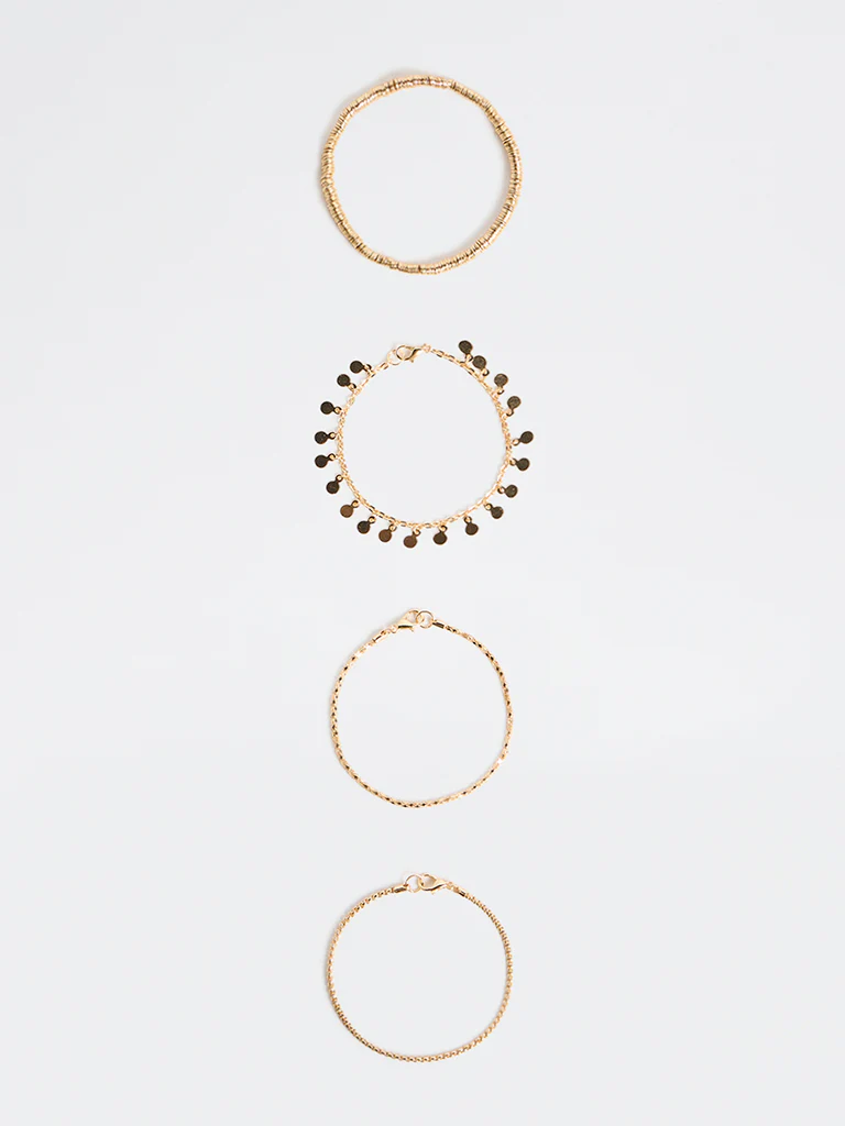 Westside Accessories Gold Stack Bracelets - Pack of 4