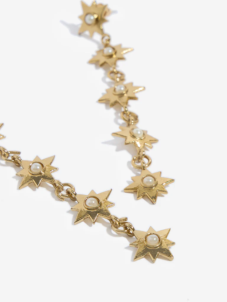 Westside Accessories Gold Star-Link Dangler Earrings - Image 3