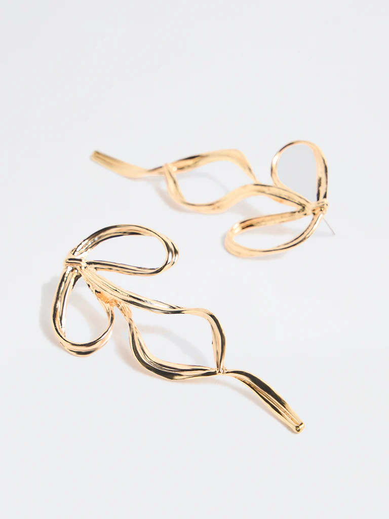 Westside Accessories Gold Statement Bow Earrings - Image 3