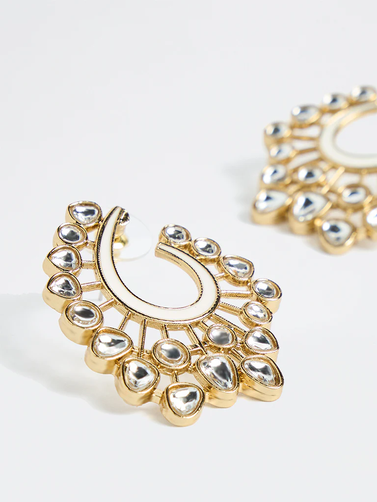 Westside Accessories Gold Stone and Enamel Fancy Earrings - Image 3