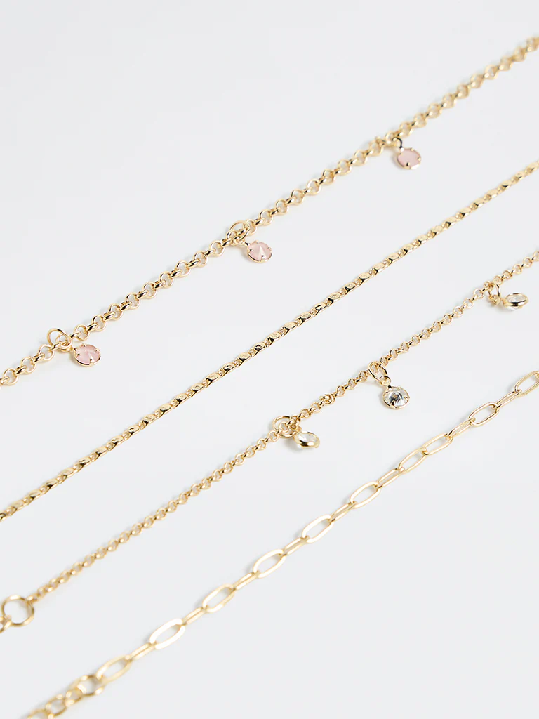 Westside Accessories Gold Stone Charm Bracelets - Pack of 3 - Image 3