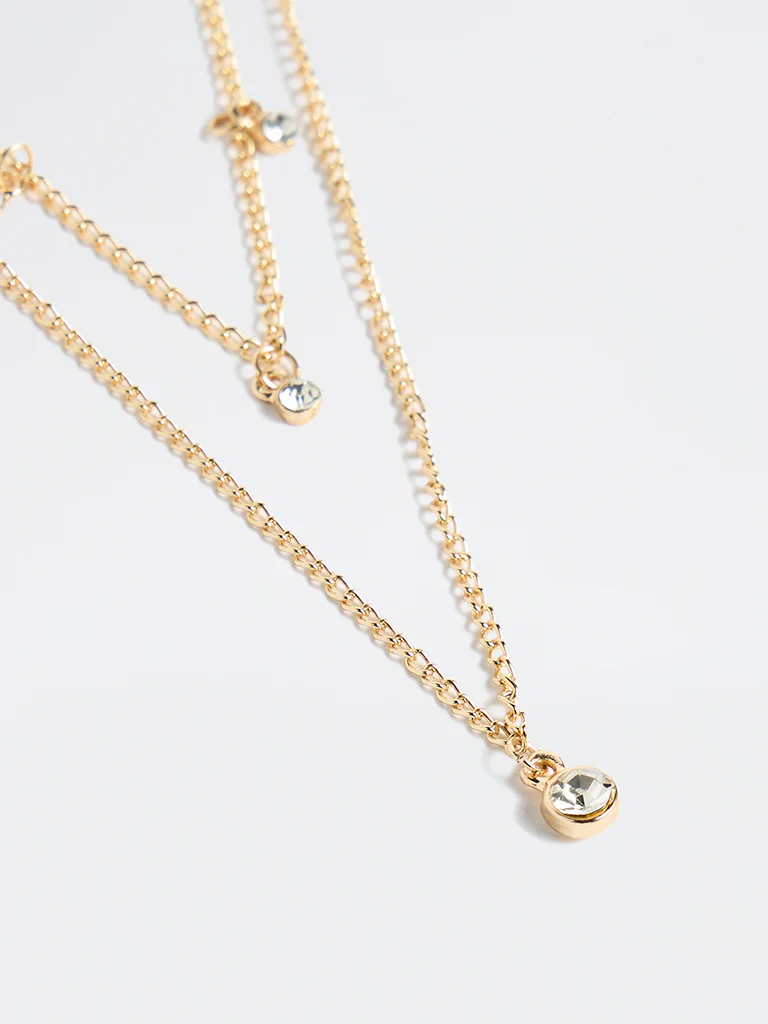 Westside Accessories Gold Stone Charm Necklace - Pack of 2 - Image 3