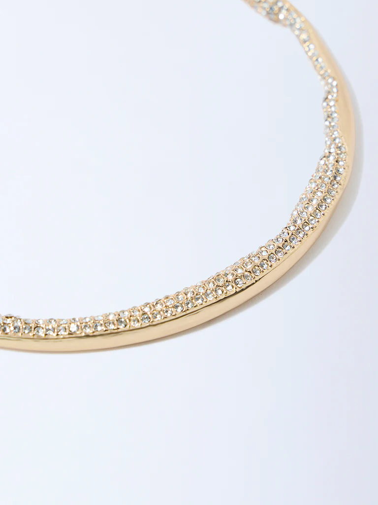 Westside Accessories Gold Studded Statement Choker Necklace - Image 3