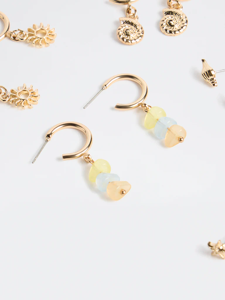Westside Accessories Gold Studs and Hoops Earrings - Pack of 6 - Image 3