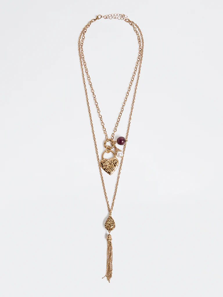 Westside Accessories Gold Tassel Pendant Necklace