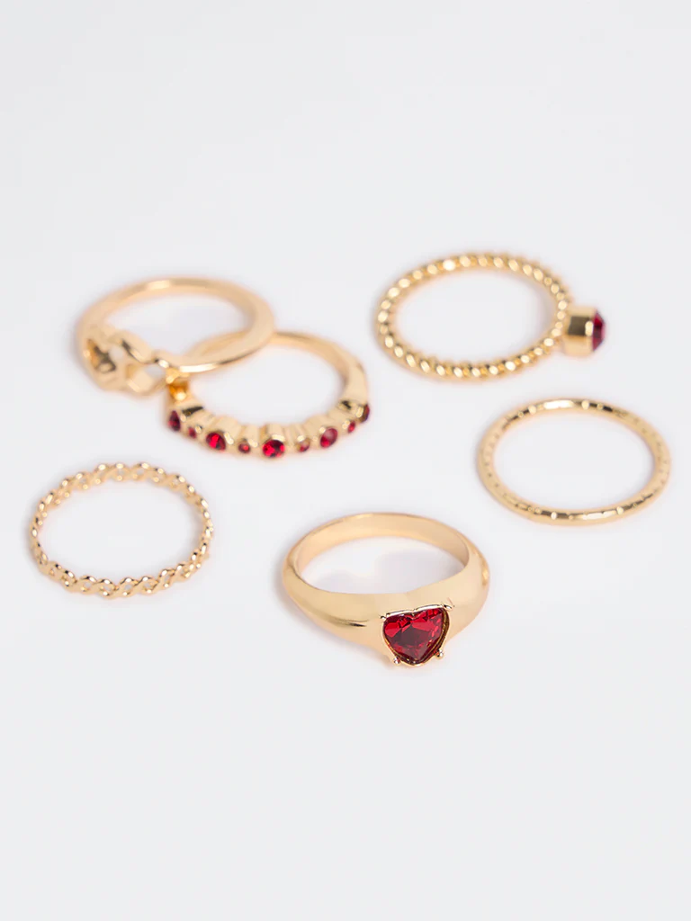Westside Accessories Gold Textured Rings - Pack of 6 - Image 3
