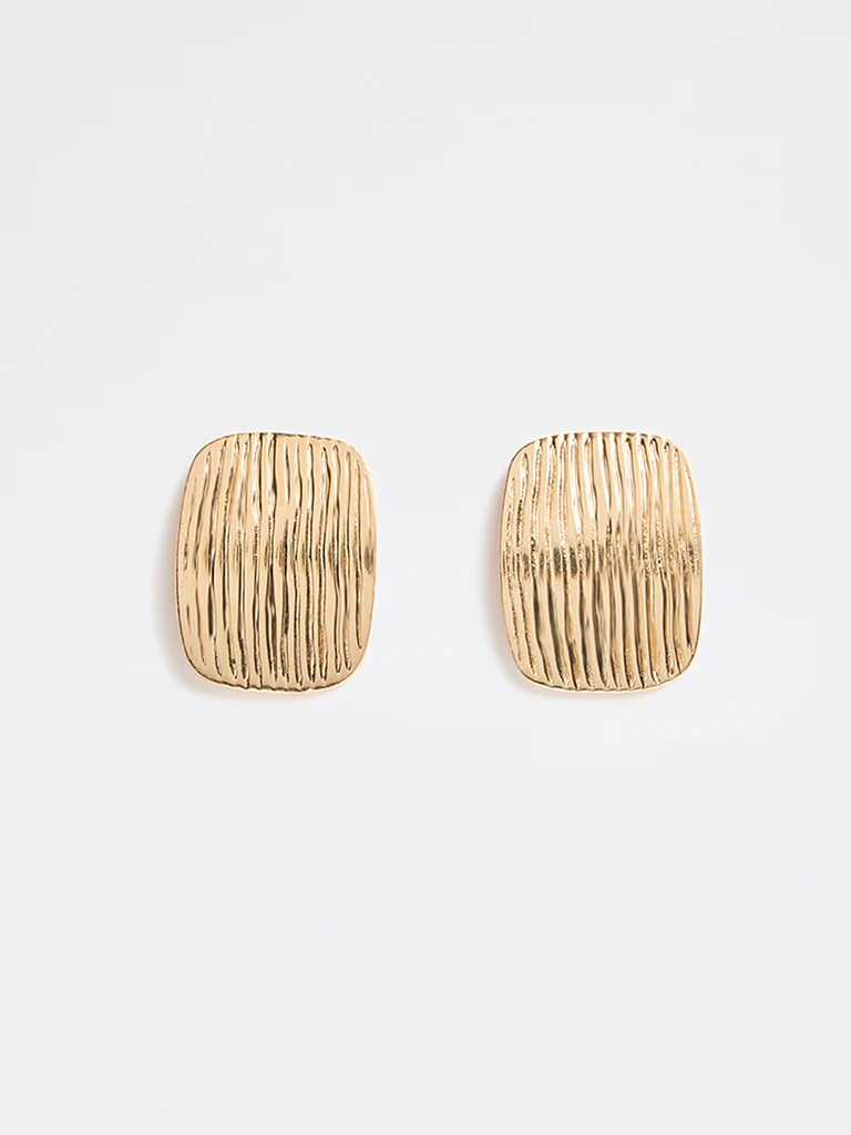 Westside Accessories Gold Textured Square Earrings