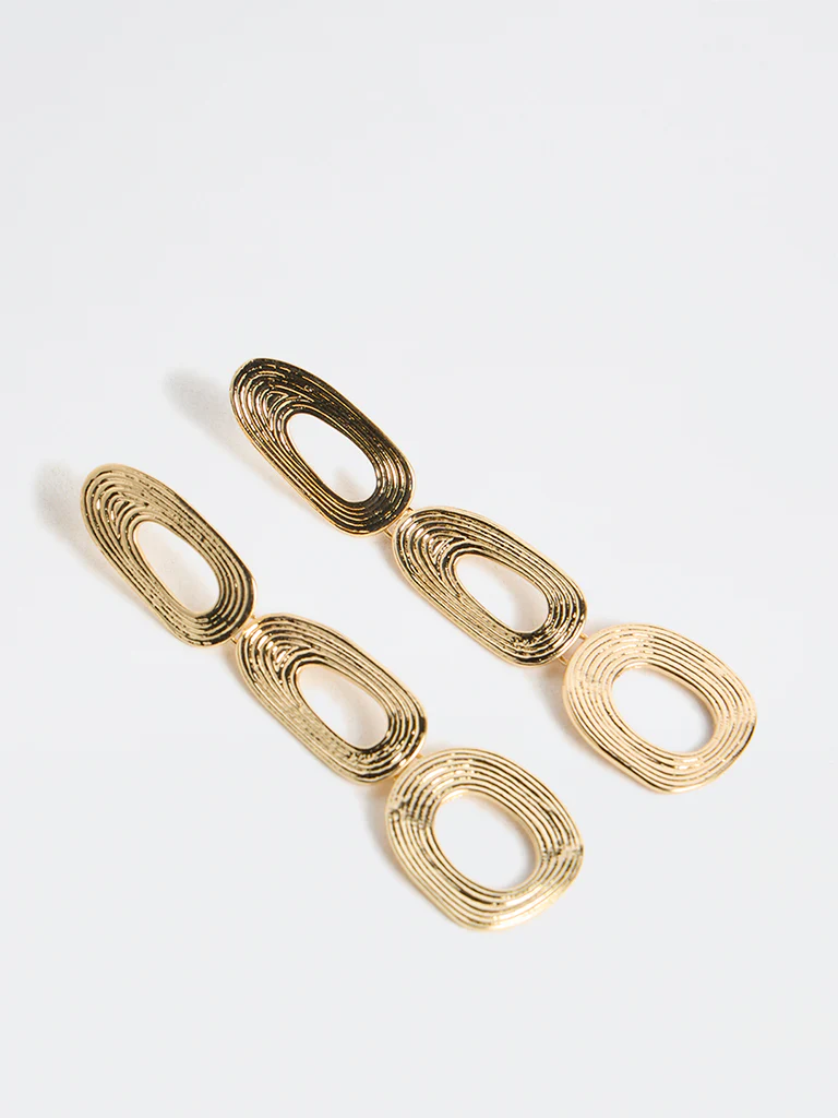 Westside Accessories Gold Textured Statement Earrings - Image 2