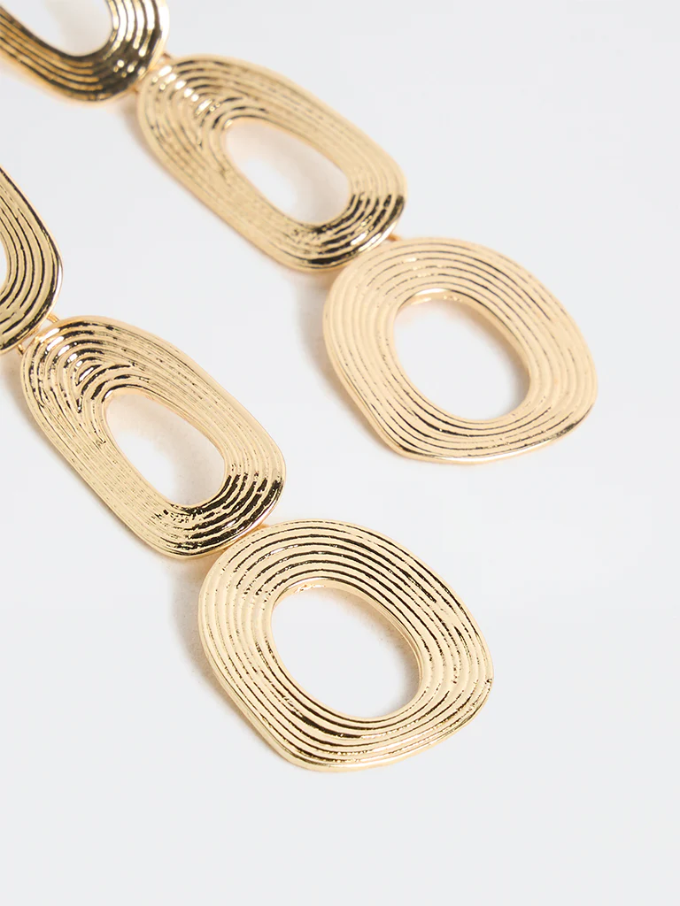 Westside Accessories Gold Textured Statement Earrings - Image 3
