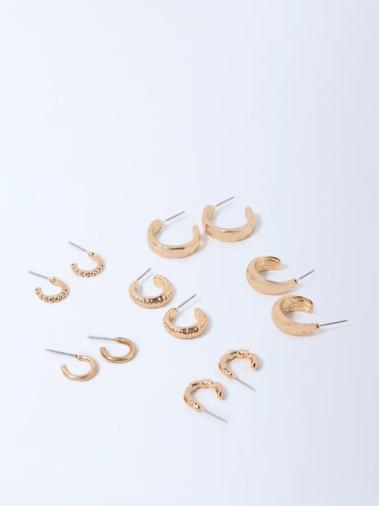 Westside Accessories Gold Thin and Chunky Hoops - Pack of 6 - Image 2