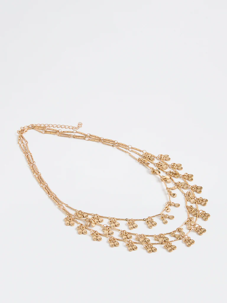 Westside Accessories Gold Three-Layered Statement Necklace - Image 2