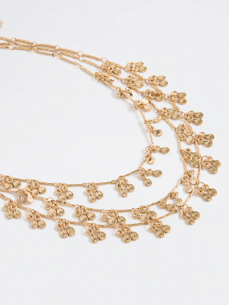 Westside Accessories Gold Three-Layered Statement Necklace - Image 3