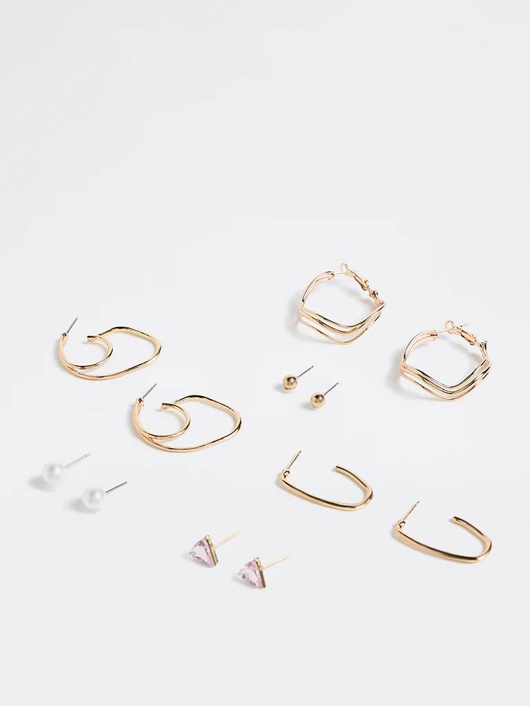 Westside Accessories Gold Trendy Hoop Earrings - Pack of 6 - Image 2