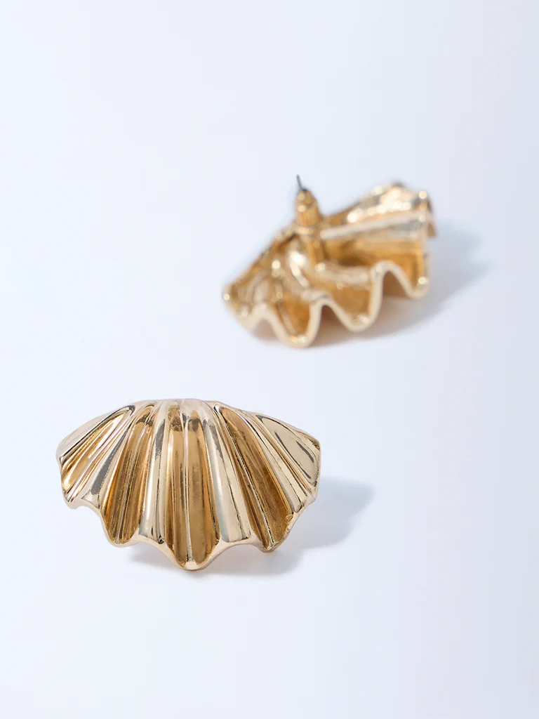 Westside Accessories Gold Wavy Stud Earrings - Image 3