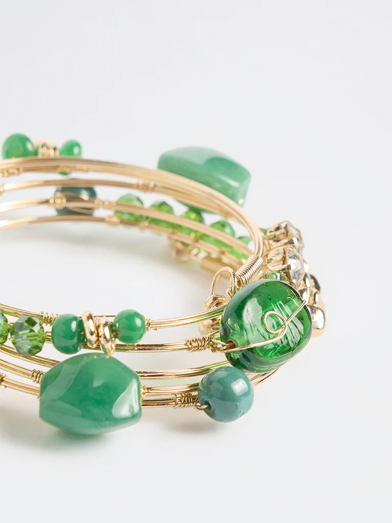 Westside Accessories Green Beaded Coil Bracelet - Image 3