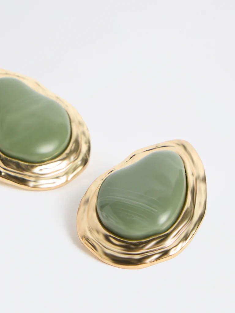 Westside Accessories Green Statement Stud Earrings - Image 3