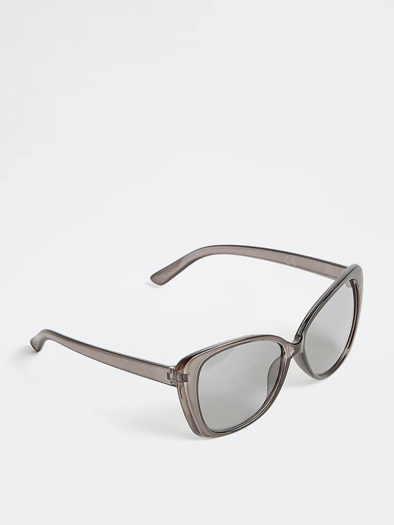 Westside Accessories Grey Transparent Cat-Eye Sunglasses with Pouch - Image 2