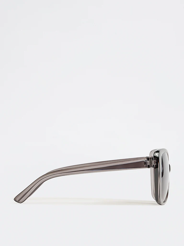Westside Accessories Grey Transparent Cat-Eye Sunglasses with Pouch - Image 3