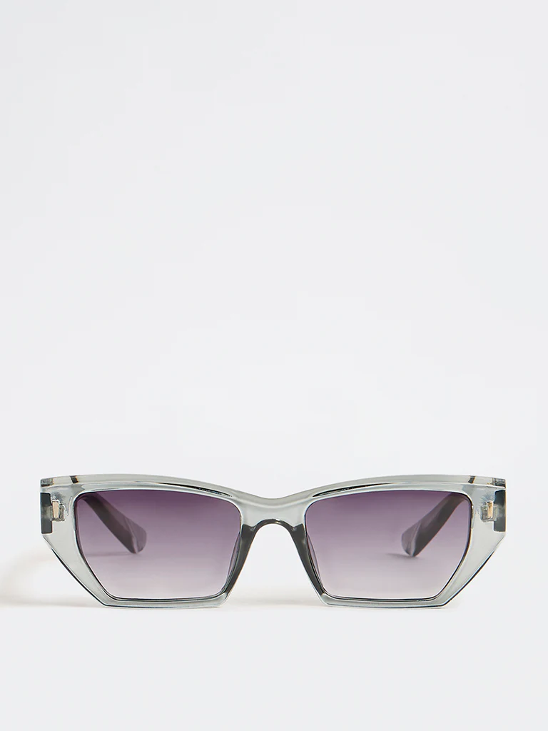 Westside Accessories Grey Transparent Sunglasses with Pouch