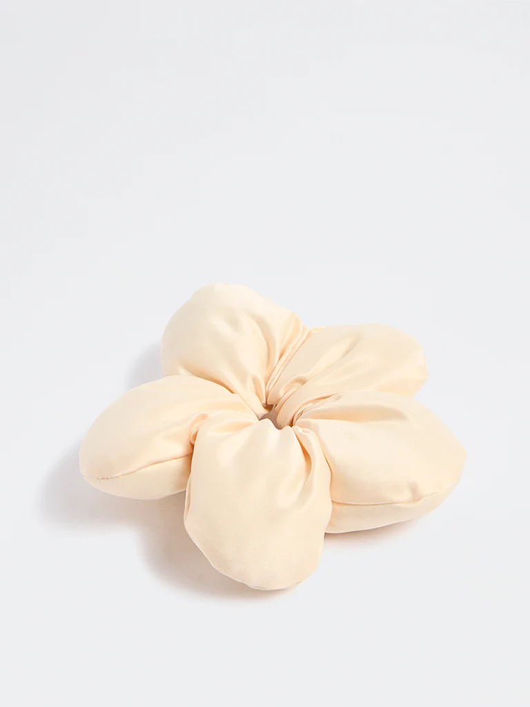 Westside Accessories Ivory Puffed Floral Hair Scrunchie - Image 2