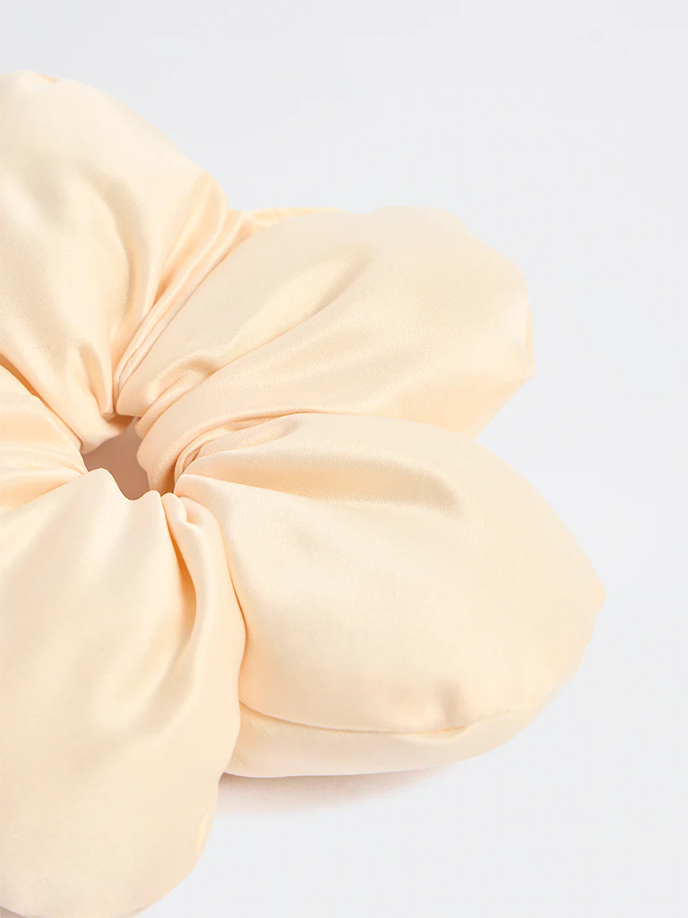 Westside Accessories Ivory Puffed Floral Hair Scrunchie - Image 3
