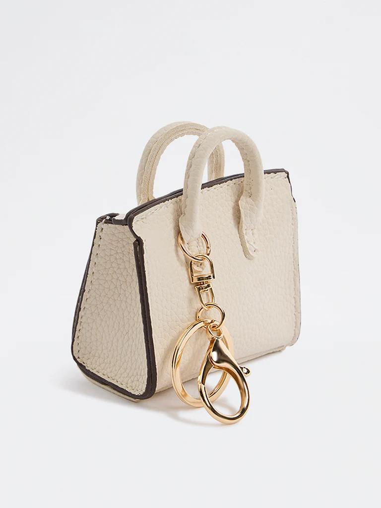 Westside Accessories Ivory Textured Tote Bag Charm - Image 2