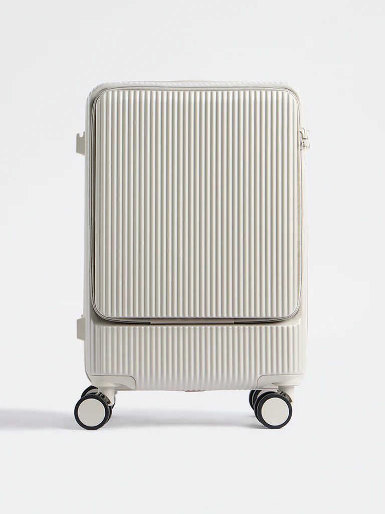 Westside Accessories Light Grey Ribbed Travel Suitcase
