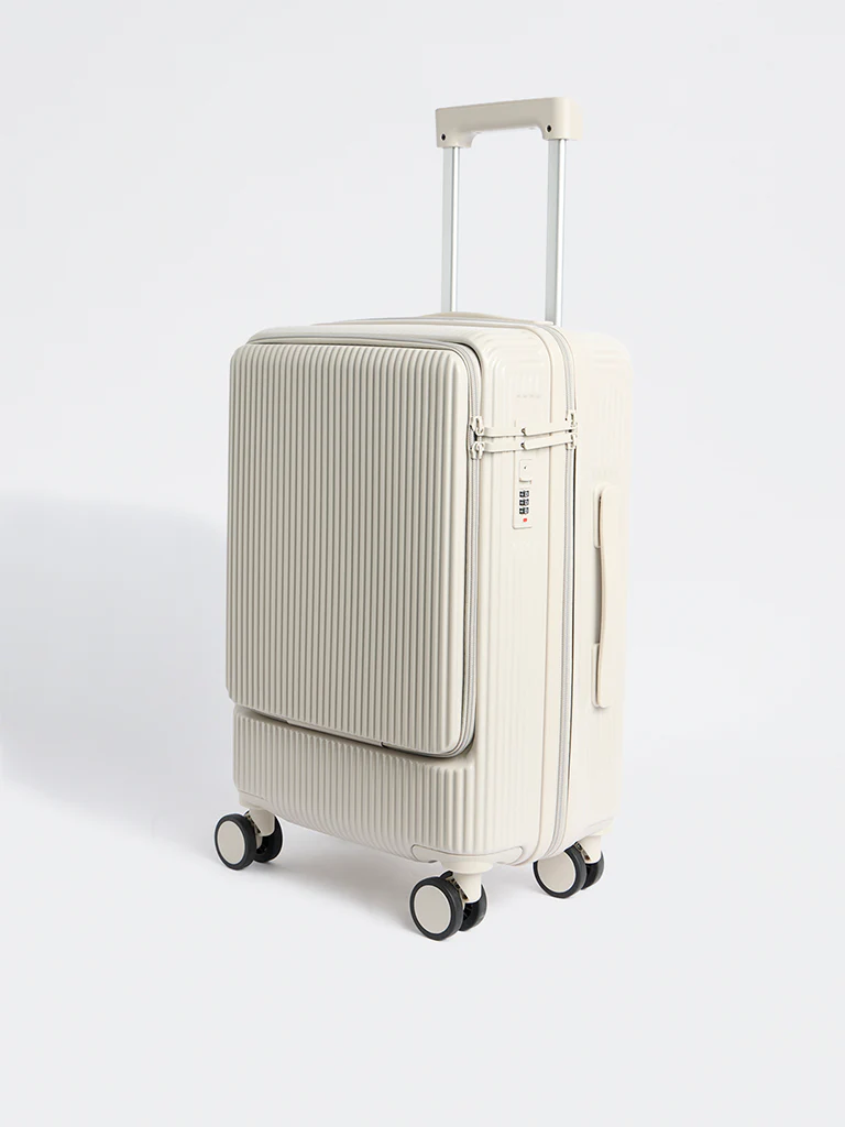 Westside Accessories Light Grey Ribbed Travel Suitcase - Image 2
