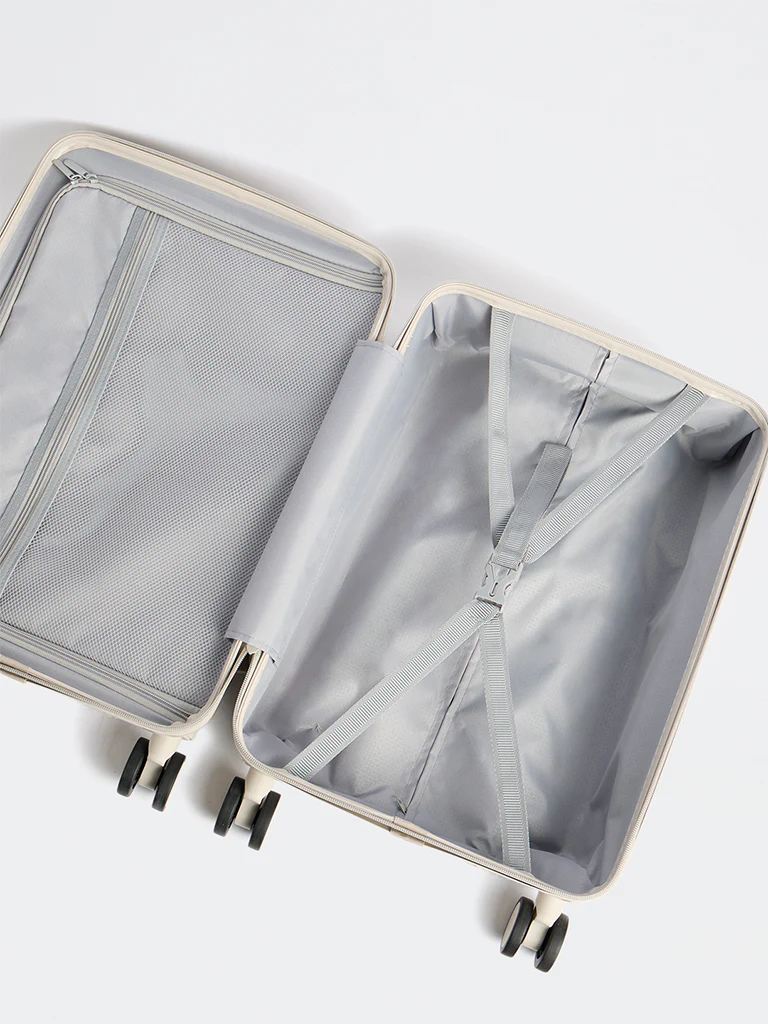 Westside Accessories Light Grey Ribbed Travel Suitcase - Image 4