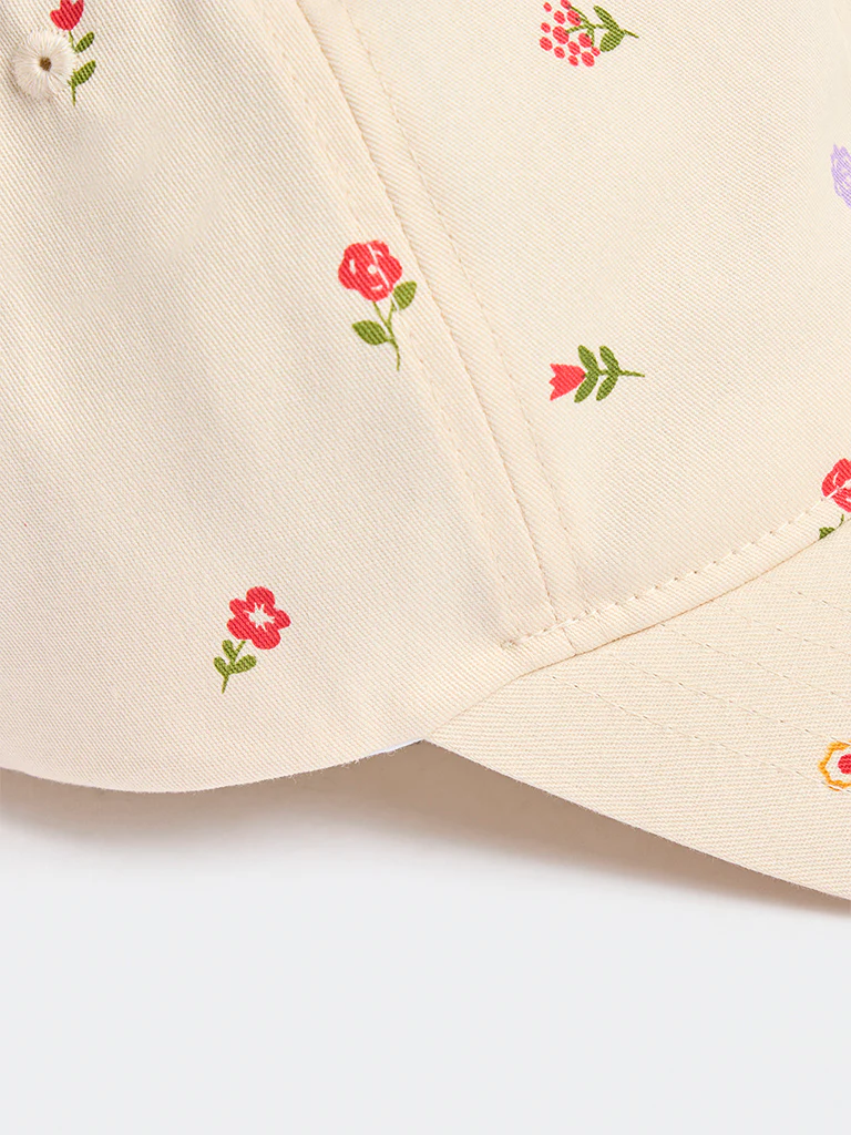 Westside Accessories Light Peach Floral Printed Cap - Image 3