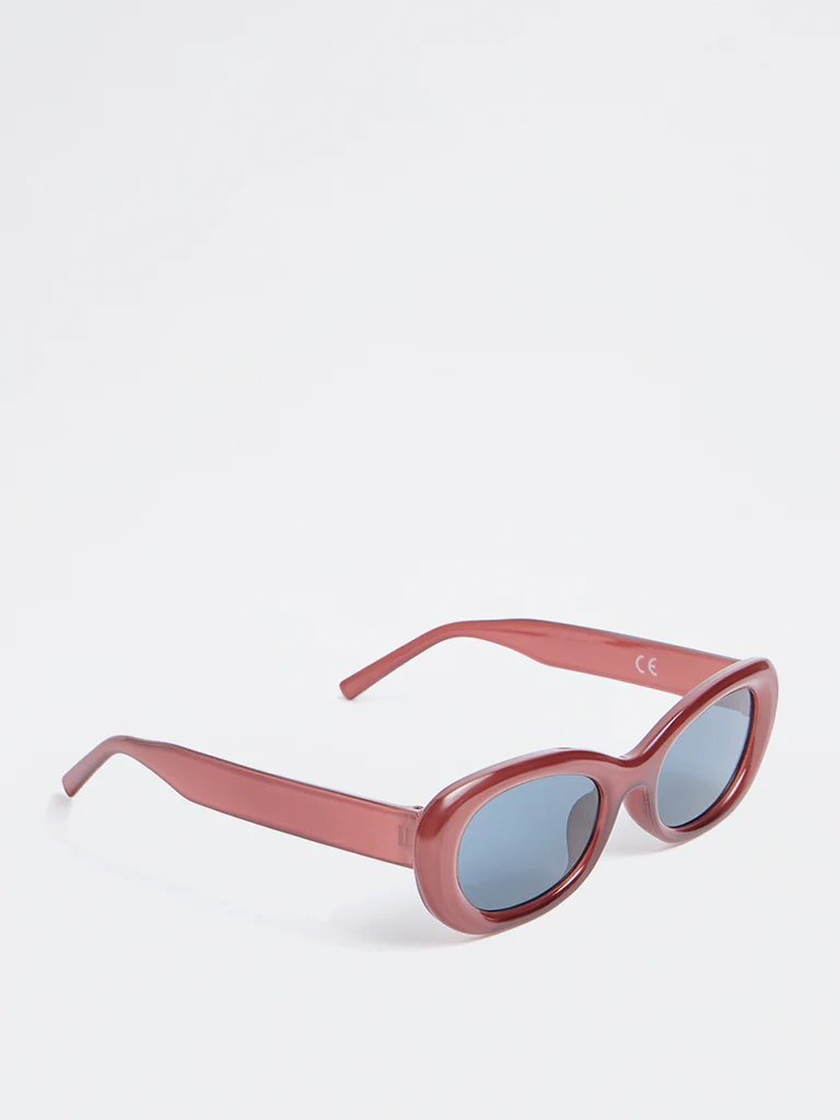 Westside Accessories Maroon Oval Sunglasses - Comes with a Pouch and Cleaning Cloth - Image 2