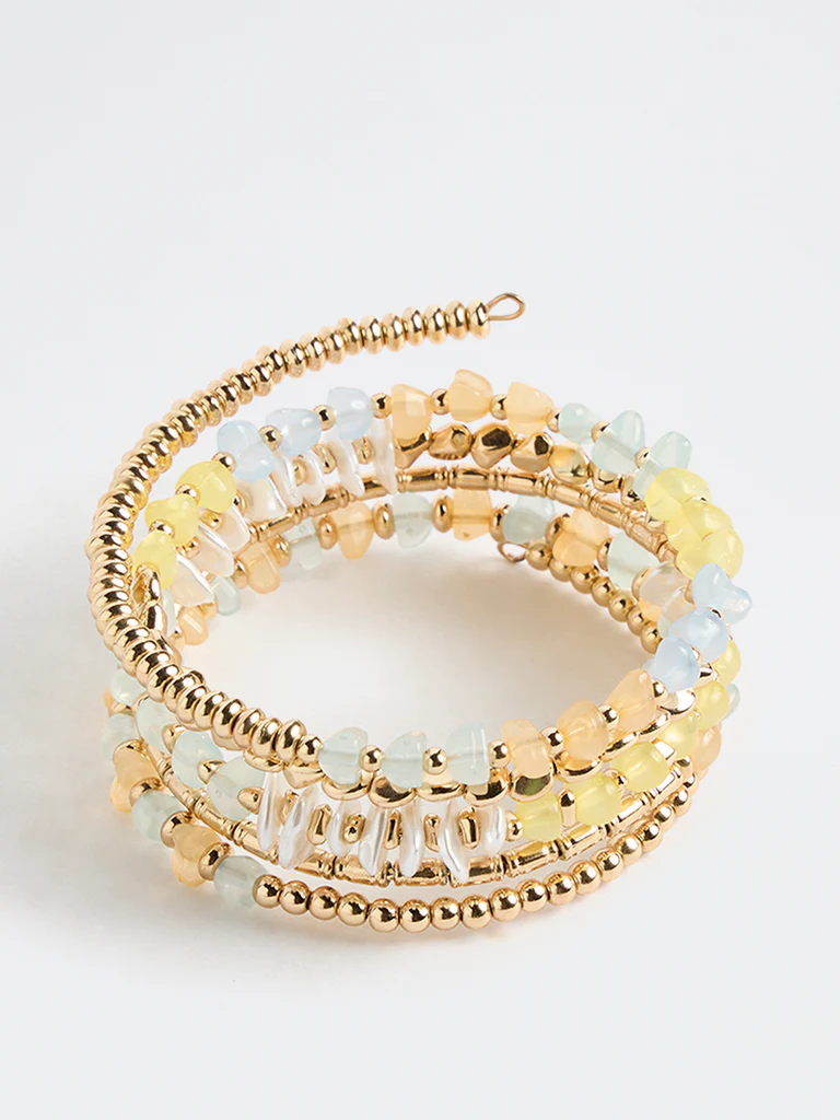 Westside Accessories Multi Color Beaded Coil Bracelet - Image 2