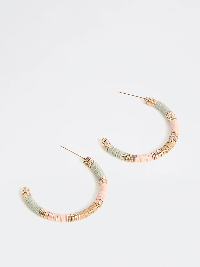 Westside Accessories Multi Color Beaded Hoop Earrings - Image 2