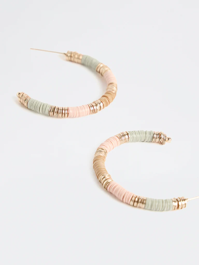 Westside Accessories Multi Color Beaded Hoop Earrings - Image 3