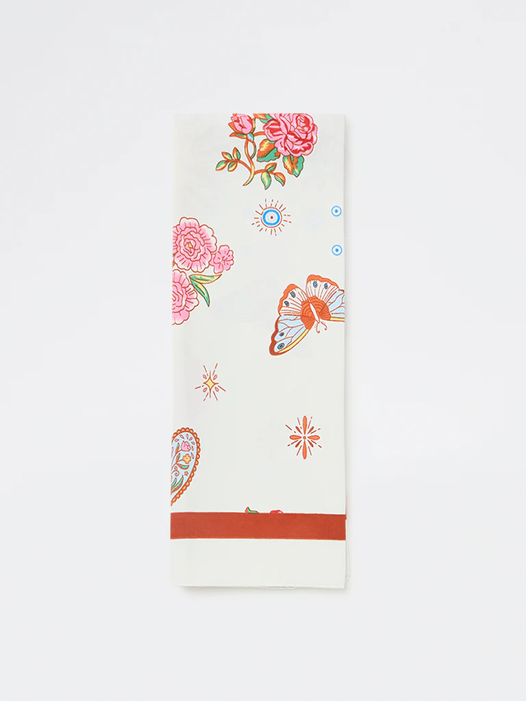Westside Accessories Multi Color Butterfly and Heart Printed Scarf