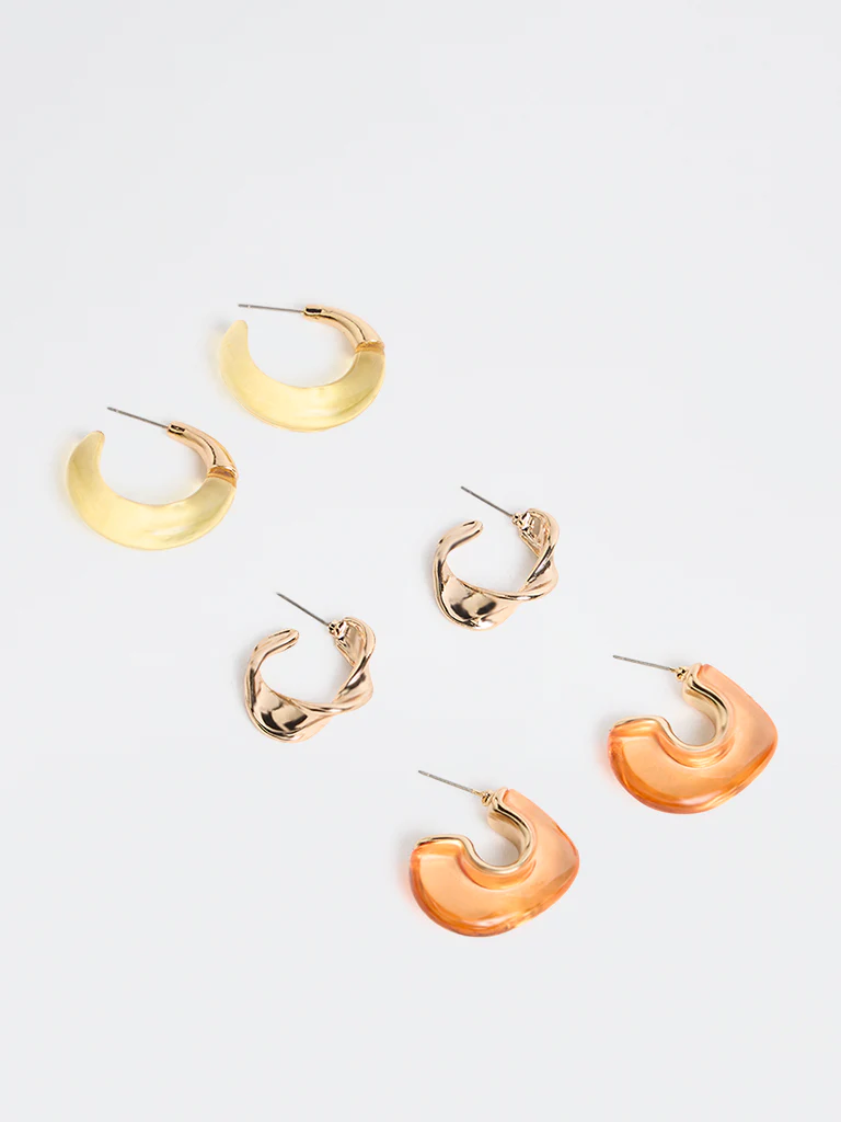 Westside Accessories Multi Color Hoop Earrings - Pack of 3 - Image 2
