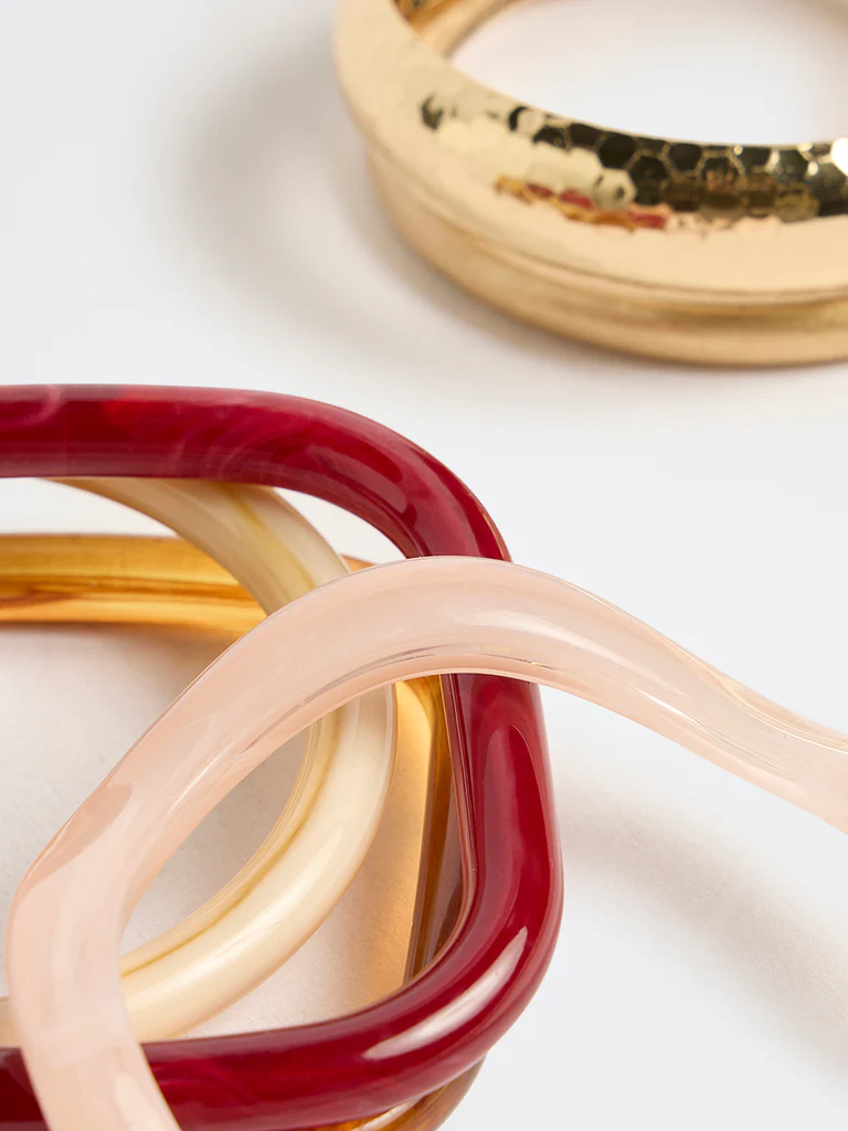 Westside Accessories Multi-Coloured Resin and Metal Bangles - Pack of 6 - Image 3