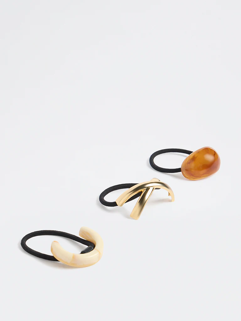 Westside Accessories Multicolour Acrylic & Metallic Hair Ties - Pack of 3 - Image 2